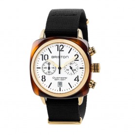 SOLDE BRISTON Déstockage montre chronographe Briston Clubmaster Classic Acétate Gold Blanc pas cher