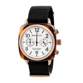 SOLDE BRISTON Déstockage montre chronographe Briston Clubmaster Classic Acétate blanc et or rose pas cher