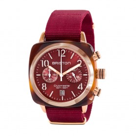 SOLDE BRISTON Déstockage montre chronographe Briston Clubmaster Classic Acétate rouge et or rose pas cher
