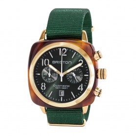 Solde Briston déstockage montre chronographe Clubmaster classic vert soeillé pas cher