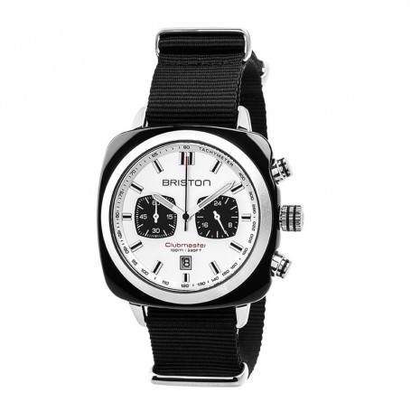 SOLDE BRISTON Déstockage montre chronographe Briston Clubmaster Sport Acétate noir bracelet nato noir