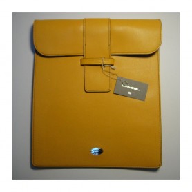 Soldes housse iPad cuir jaune fermeture languette Remember Me Lancel