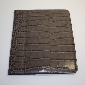 Soldes étui iPad Mini cuir marron imprimé croco Remember Me Lancel