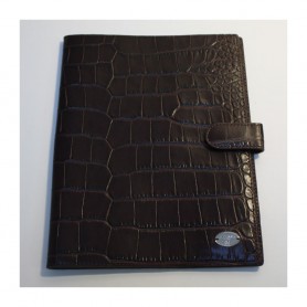 Solde porte documents cuir façon croco marron Remember Me Lancel