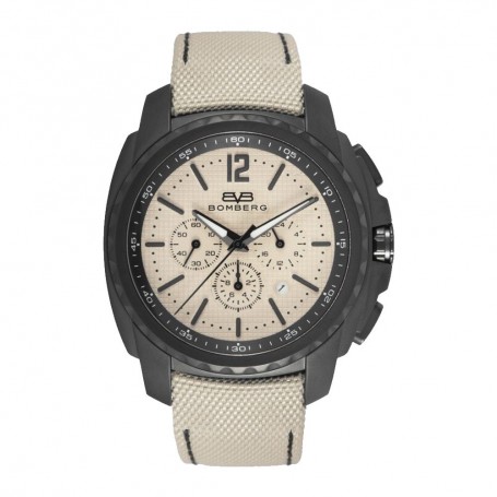 Solde montre chronograph homme Bomberg Maven Chronograph Black Beige cadran 44mm pas cher