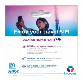 Carte SIM Prépayée Bouygues Télécom Travel SIM