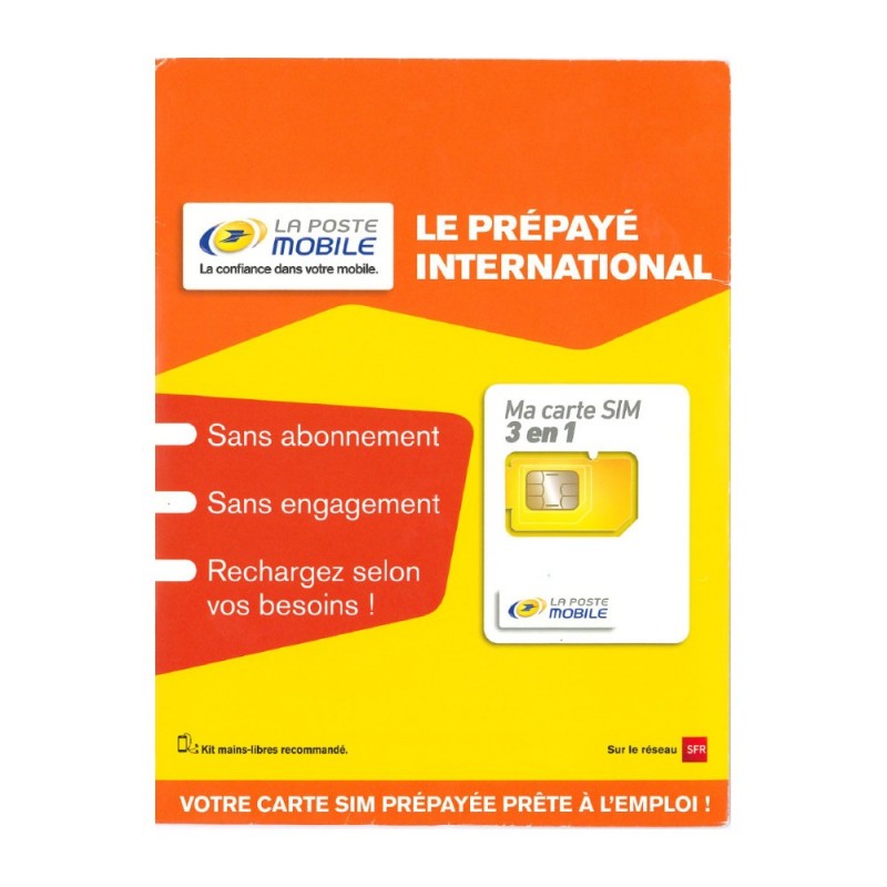 Carte sim prépayée La Poste Mobile Internationale 10€ de crédit inclus